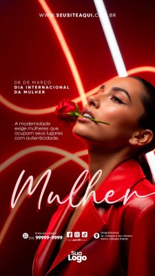 Story Dia da Mulher 08 de Março Celebração Autêntica PSD Editável