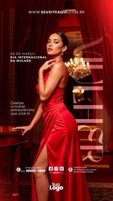 Story 08 de Março Dia da Mulher Extraordinária Post Instagram PSD Editável