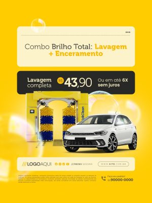 Lava jato Combo Brilho Total Lavagem e Enceramento PSD Editável