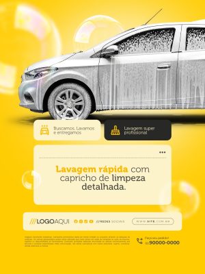 Lava jato Lavagem Rápida Com Capricho de Limpeza Detalhada Detalhada PSD Editável