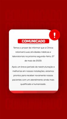 Comunicado Clínica Retorno Atividades 27 de Maio Anúncio Oficial PSD Editável