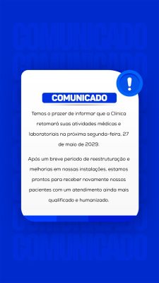 Comunicado Retomada Atividades Médicas Laboratoriais PSD Editável