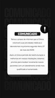 Comunicado Importante Reabertura Clínica Médica e Laboratorial PSD Editável