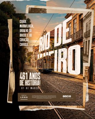 Rio de Janeiro 461 Anos de História Template Comemorativo PSD Editável