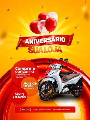 Aniversário Sua Loja Compre Concorra 20 de Maio Banner PSD Editável
