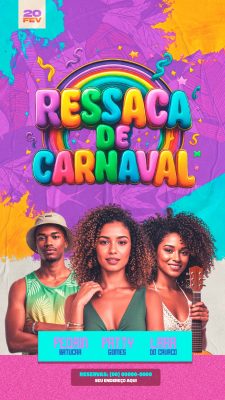 Carnaval Ressaca de Carnaval Evento Festivo Alegre PSD Editável