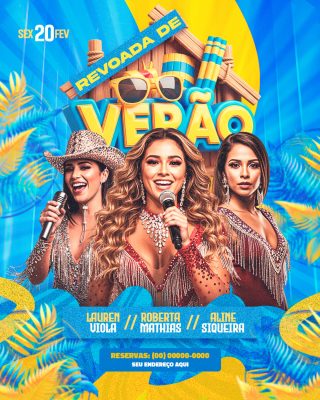 Revoada de Verão Festa Sertaneja com Lauren Roberta e Aline PSD Editável