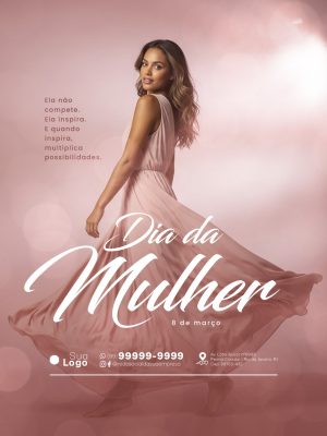Dia da Mulher 8 de Março Inspirador Mensagem Delicada PSD Editável
