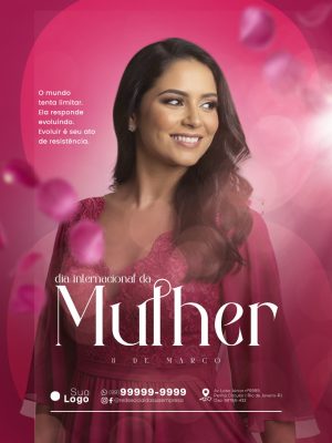 Mulher 8 de Março Dia Internacional Mensagem Empoderadora PSD Editável