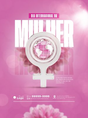 Mulher Dia Internacional Banner Celebração Empoderamento PSD Editável