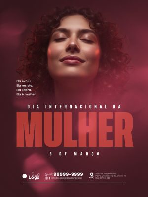 Dia Internacional da Mulher 8 de Março Ela Evolui Design PSD Editável
