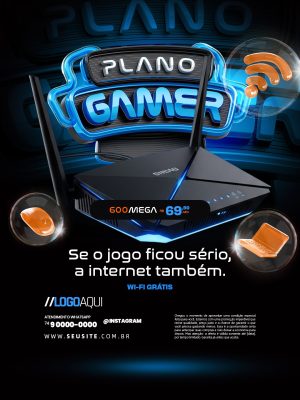 Plano Gamer Se o Jogo Ficou Sério a Internet Também PSD Editável