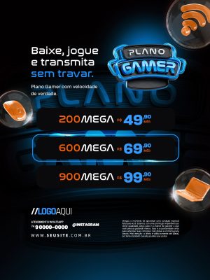 Plano Gamer Baixe Jogue Transmita Sem Travar PSD Editável