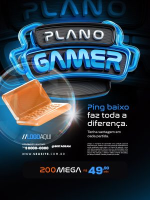 Plano Gamer Ping Baixo Faz Toda a Diferença PSD Editável
