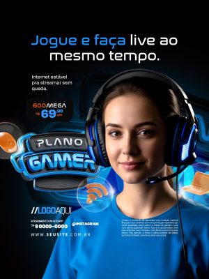 Plano Gamer Jogue e Faça Live ao Mesmo Tempo PSD Editável