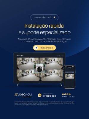 Segurança CFTV Instalação Rápida e Suporte Especializado PSD Editável