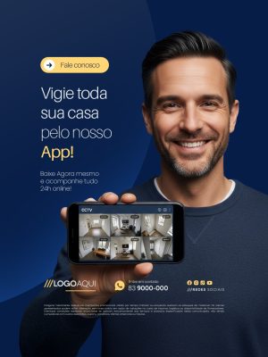Segurança Residencial Vigie Sua Casa Pelo Nosso App Segurança CFTV PSD Editável