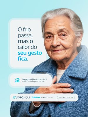 Asilo de idosos Campanha O Frio Passa mas o Calor do Seu Gesto Fica PSD Editável