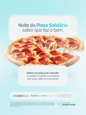 Pizza Solidária Noite da Pizza Sabor que Faz o Bem Asilo de idosos PSD Editável