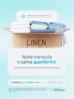 Doação de Roupa de Cama Noite Tranquila Cama Quentinha Asilo de idosos PSD Editável