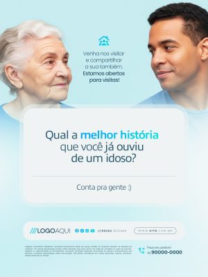 Asilo de idosos Qual a Melhor Historia Que Você Já Ouviu de Um Idoso  PSD Editável