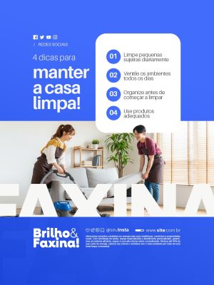 Faxineira 4 Dicas para Manter a Casa Limpa PSD Editável
