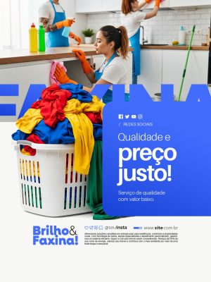 Qualidade e Preço Justo Faxineira PSD Editável