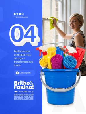 Faxineira 04 Motivos para Transformar sua Casa PSD Editável