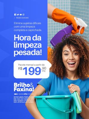 Faxineira Hora da Limpeza Pesada PSD Editável