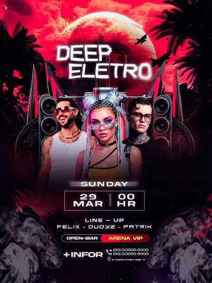 Deep Eletro Sunday 29 Mar Convite Flyer PSD Editável
