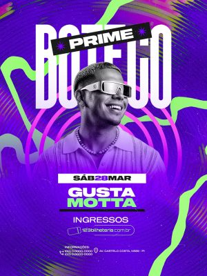 Flyer Prime Boteco Sáb 28 Mar Gusta Motta Ingressos PSD Editável