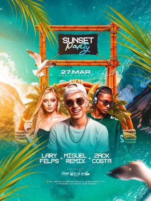 Flyer Sunset Party 27 Mar Divulgação PSD Editável