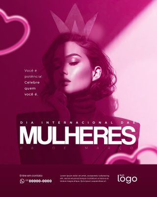 Dia da Mulheres 8 de Março Você é Potência Celebre  PSD Editável