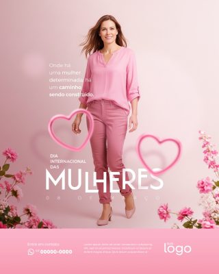 Dia da Mulher 08 de Março Caminho Sendo Construído PSD Editável