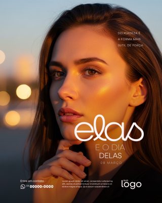 Mulher Dia da Mulher Elas e o Dia Delas 08 Março PSD Editável