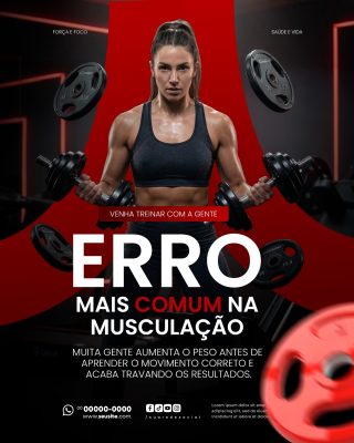 Musculação Erro Mais Comum na Academia Treino Fitness PSD Editável