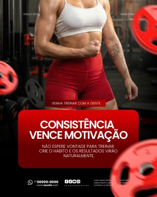 Fitness e Academia Consistência Vence Motivação PSD Editável