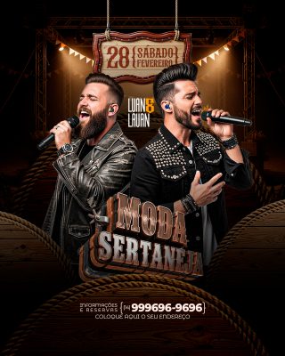 Flyer Lauan e Luan Moda Sertaneja 28 de Fevereiro Sábado PSD Editável