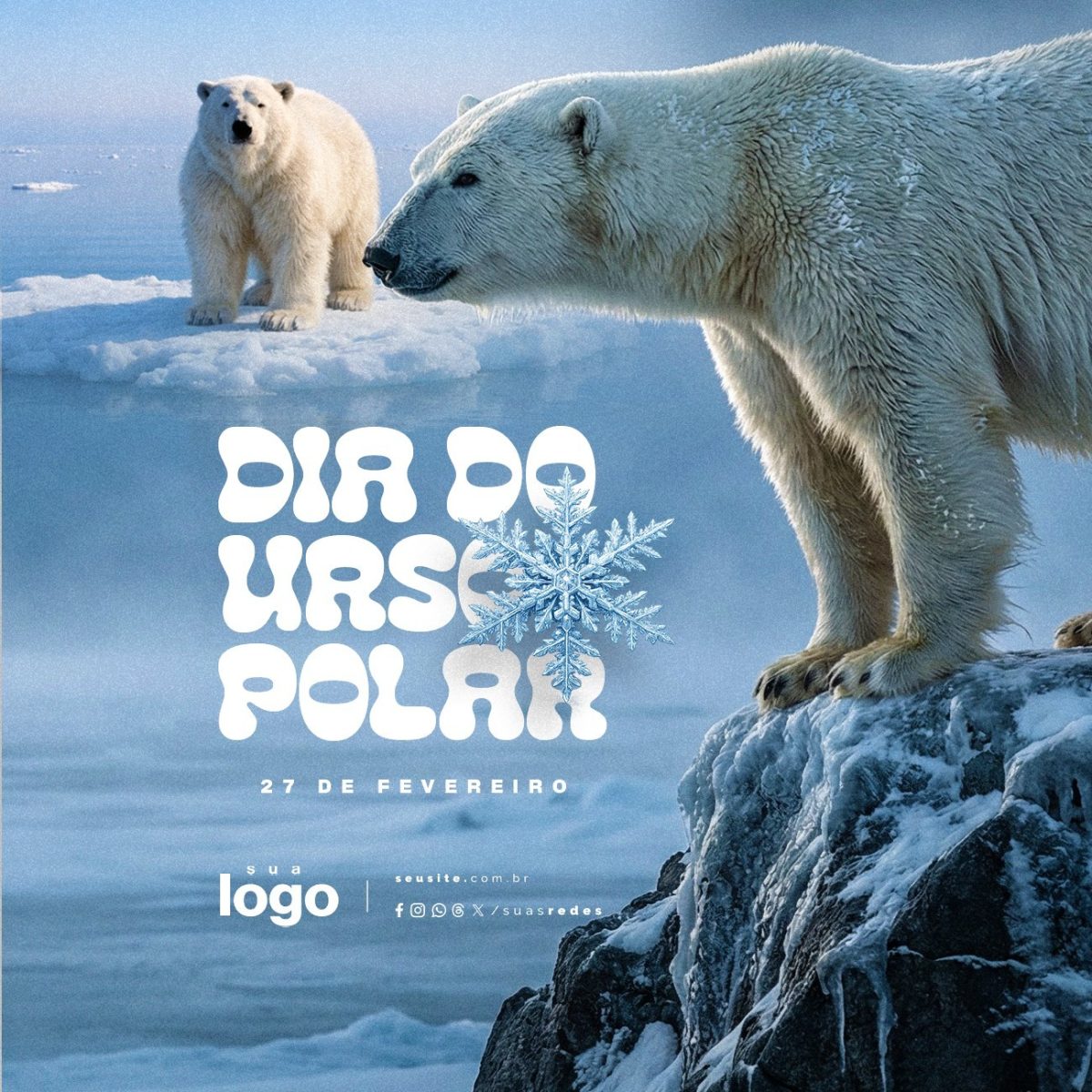 Dia do Urso Polar 27 de Fevereiro PSD Editável