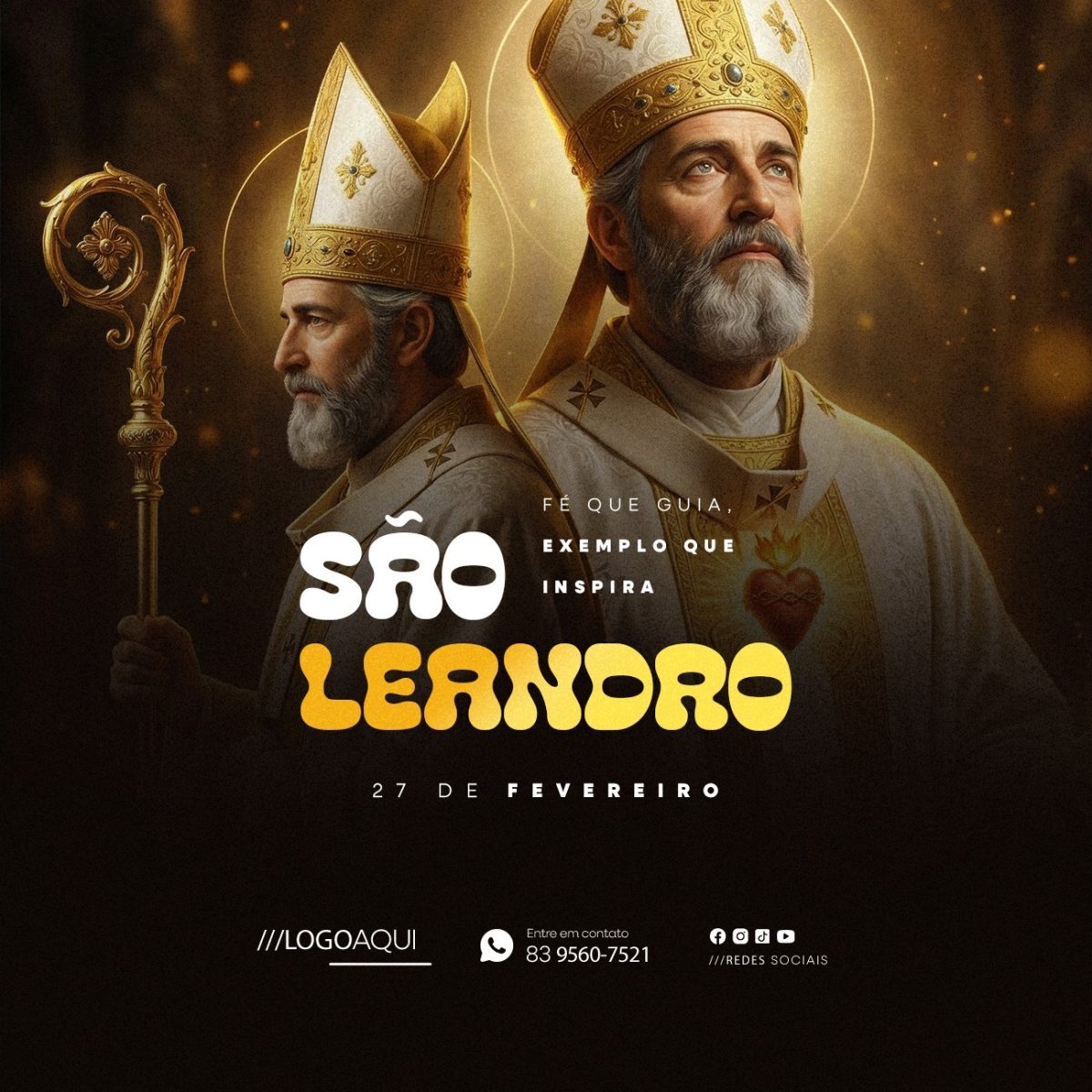 Dia de São Leandro 27 de Fevereiro PSD Editável