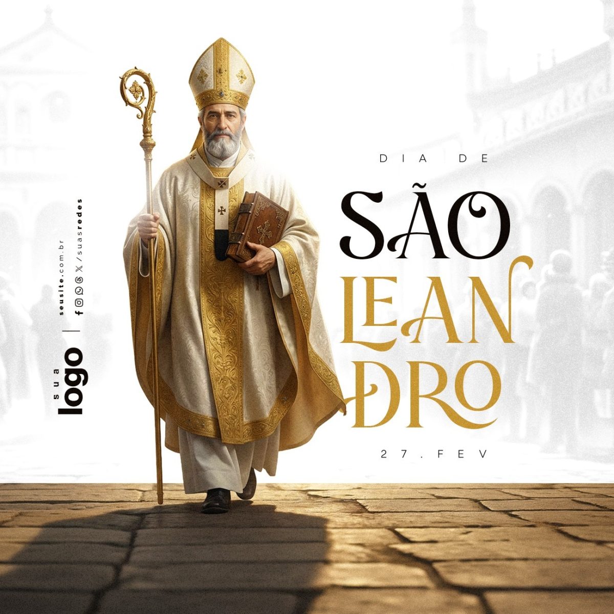 Dia de São Leandro 27 de Fevereiro PSD Editável