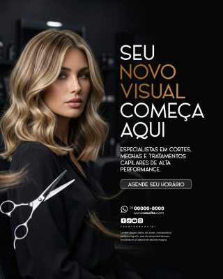Salão de Beleza Seu Novo Visual Começa Aqui Agende Horário PSD Editável