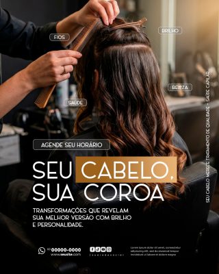 Salão de Beleza Seu Cabelo Sua Coroa Agende Horário PSD Editável