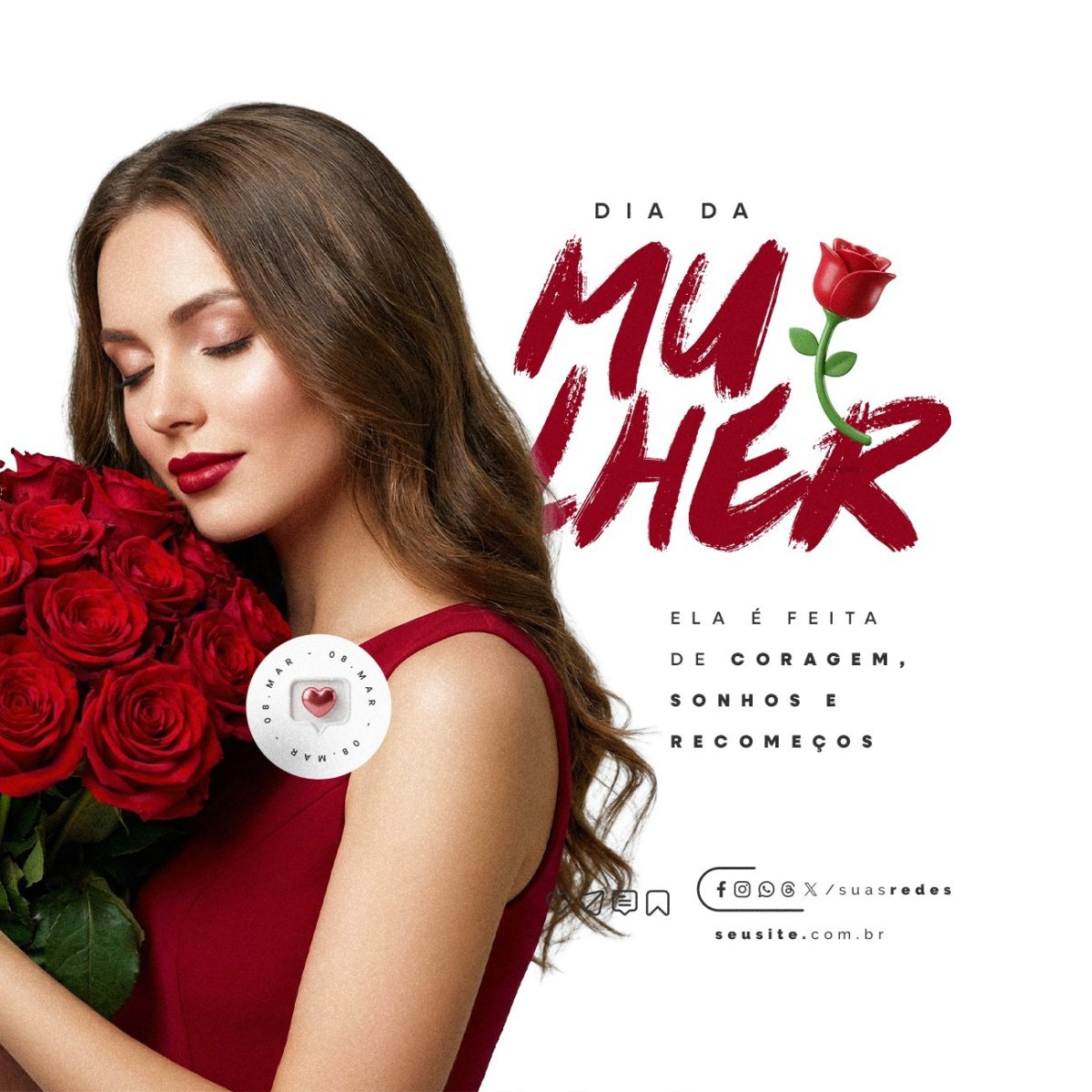 Dia Internacional da Mulher 8 de Março PSD Editável