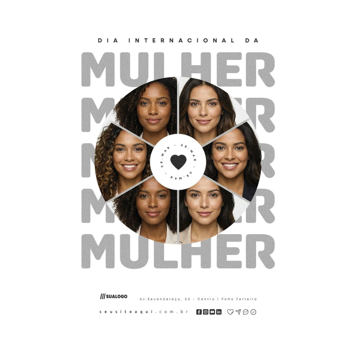 Dia Internacional da Mulher 8 de Março PSD Editável