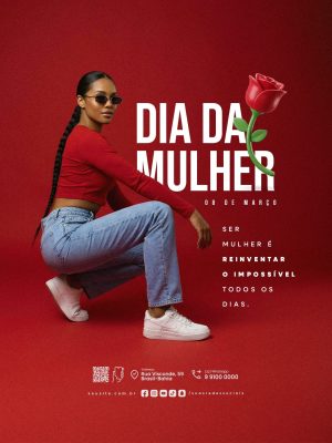 Dia da Mulher 08 de Março Mulher Reinventar o Impossível PSD Editável