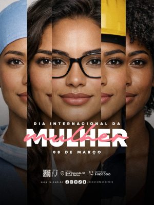 Dia Internacional da Mulher 08 de Março PSD Editável
