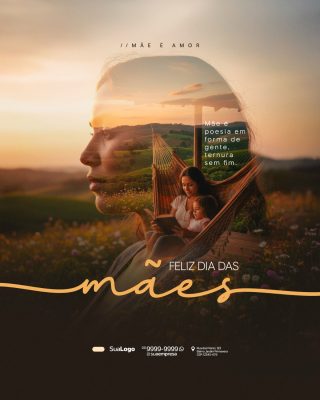 Mãe É Amor Poesia em Forma de Gente Dia das Mães PSD Editável