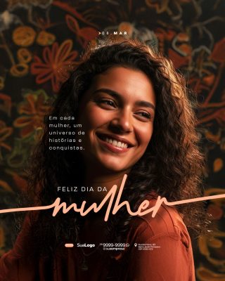 Dia da Mulher 08 Março Feliz Dia da Mulher Publicação PSD Editável