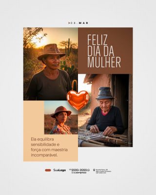 Dia da Mulher 08 MAR Celebrando a Força Feminina PSD Editável